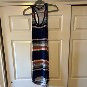 Saint Grace Navy Striped High-Low Racerback Maxi Dress